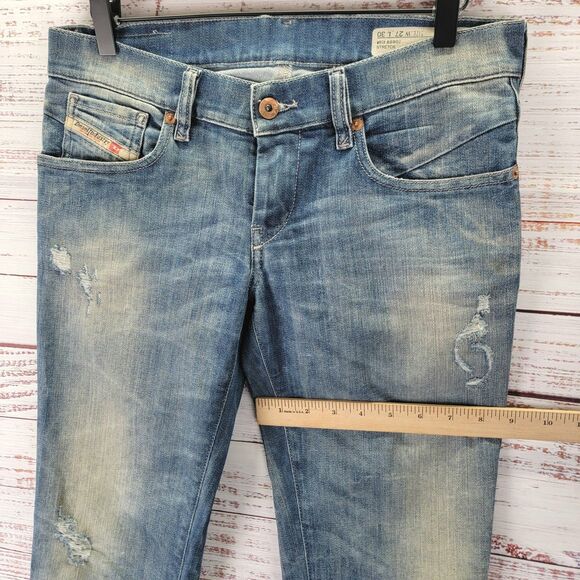 Diesel Jeans Womens 27 X 30 Blue Getlegg Slim Skinny Low Rise Distressed Denim - Picture 3 of 16